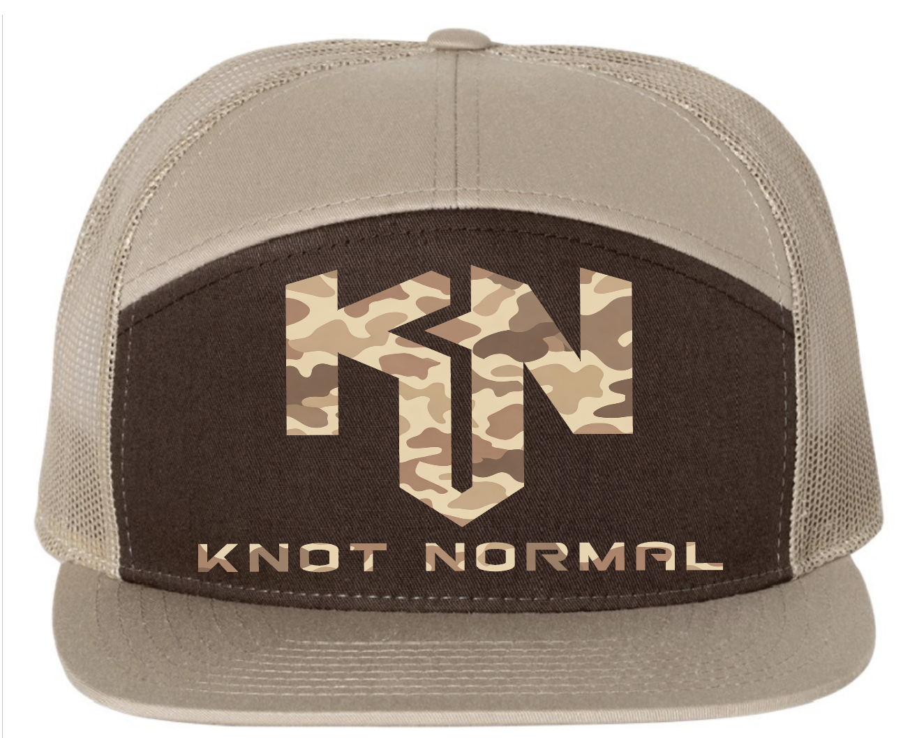 Duck Camo KN 7-panel Hat - Khaki/Brown